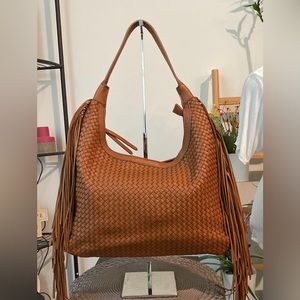 Sonoma Soft Vegan Leather Fringe Brown Hobo